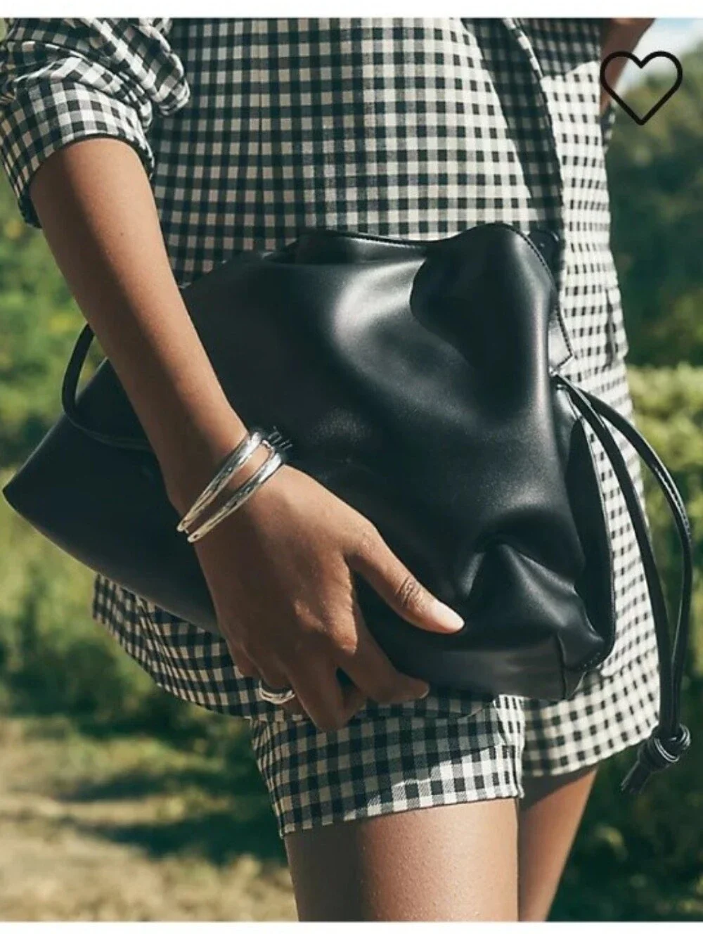 Drawstring Faux Leather Clutch